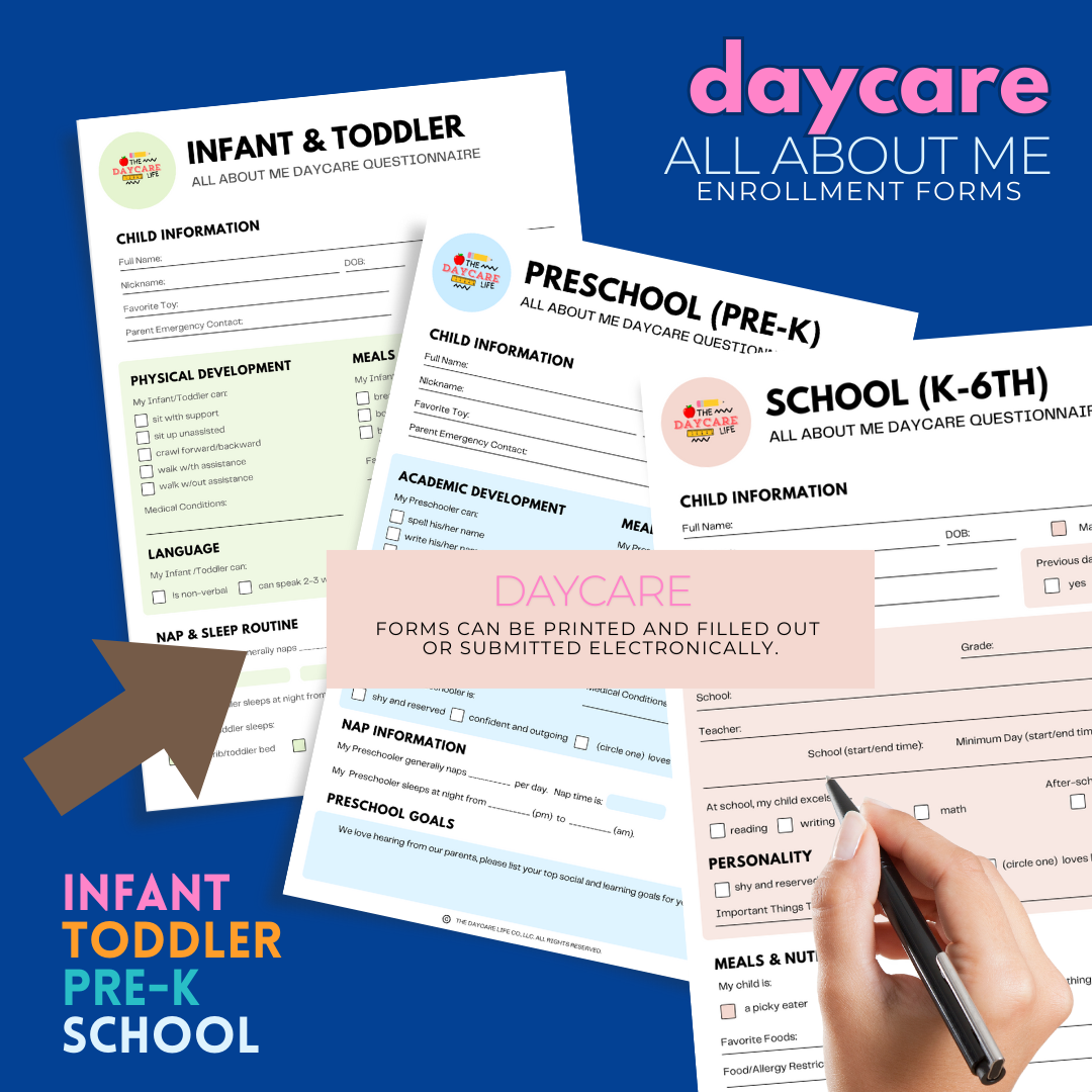 Daycare All About Me Enrollment Form